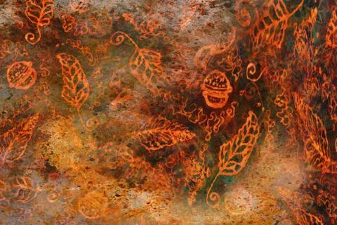 Decorative background pattern with golden ornamental feathers and jingle bells. Stock Illustration
