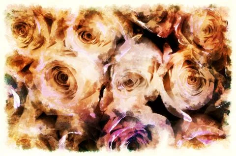 Decorative background with rose pattern, multicolored background. Stock Illustration