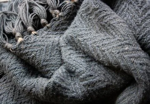 Decorative background of rustic herringbone fabric in grey tones Stock Photos
