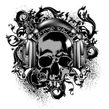 Decorative background with skull Illustrazione stock