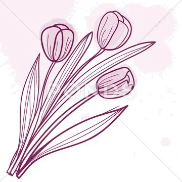 Decorative background with Tulips flowers Stock Illustration