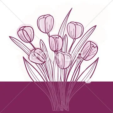 Decorative background with Tulips flowers Stock Illustration