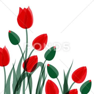 Decorative background with Tulips flowers Stock Illustration