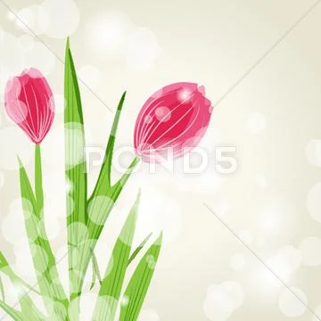 Decorative background with Tulips flowers Stock Illustration