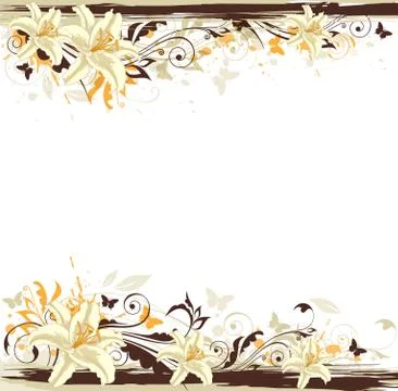 Decorative background with white lily Stock Illustration