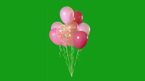 Decorative balloons motion graphics with green screen background Stock Footage