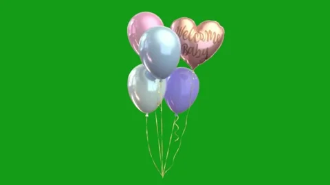 Decorative balloons motion graphics with green screen background Stock Footage 136449195