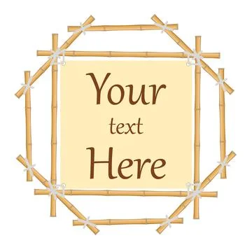 Decorative Bamboo Frame with Rope Knots and Placeholder Text Space Vector Stock Illustration