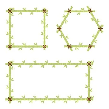 Decorative bamboo geometric frames with leaves combining organic elements Illustrazione stock