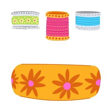 Decorative bangles and churi bracelets design elements 스톡 일러스트