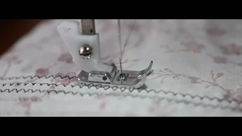 Decorative beautiful seam on a sewing machine with black threads Stock Footage 231479806