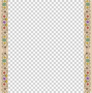 Decorative beige floral border is framing teal panel in flat design with Stock Illustration