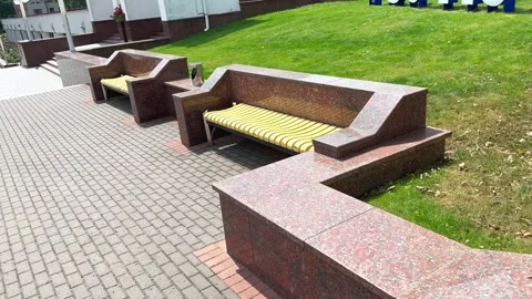 Decorative bench in the city Stock Footage 245236519