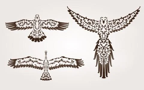 Decorative birds set イラスト素材
