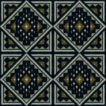 Decorative black and white tiled pattern with geometric design Stock Illustration