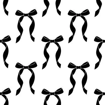 Decorative black bows seamless pattern. Trendy design. Cute feminine romant.. Illustrazione stock