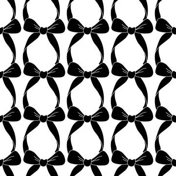 Decorative black bows seamless pattern. Trendy design. Cute feminine romant.. イラスト素材