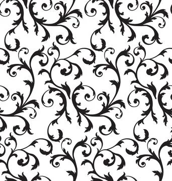 Decorative Black Floral Pattern Stock Illustration