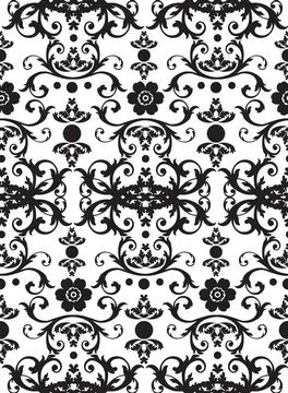 Decorative Black Floral Pattern Stock Illustration