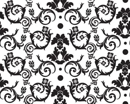 Decorative Black Floral Pattern Stock Illustration