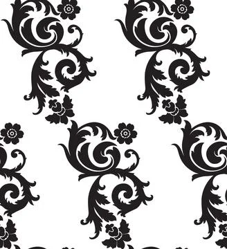 Decorative Black Floral Pattern Stock Illustration