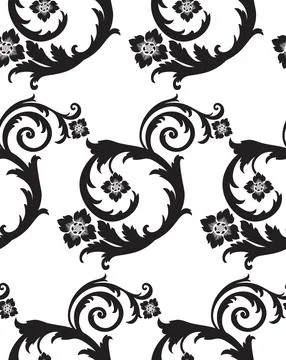 Decorative Black Floral Pattern Stock Illustration