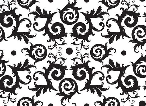 Decorative Black Floral Pattern 스톡 일러스트