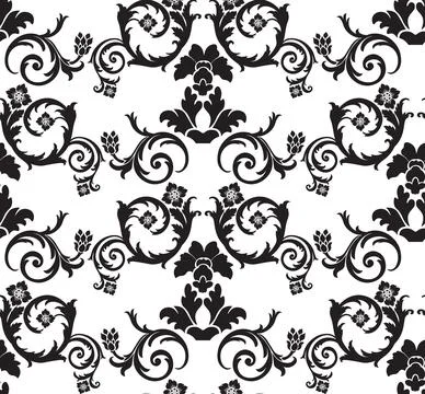 Decorative Black Floral Pattern 스톡 일러스트