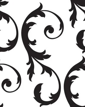 Decorative Black Floral Pattern 스톡 일러스트