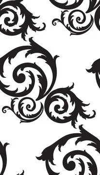 Decorative Black Floral Pattern 스톡 일러스트