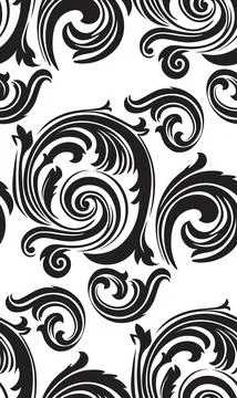 Decorative Black Floral Pattern 스톡 일러스트