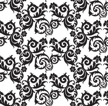 Decorative Black Floral Pattern 스톡 일러스트
