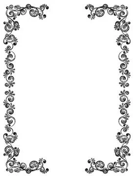 Decorative black frame with floral pattern Stock Illustration