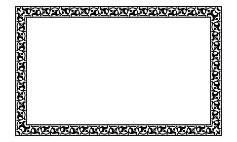 A decorative black frame with an intricate, repeating floral and curvilinear pat Stock Illustration