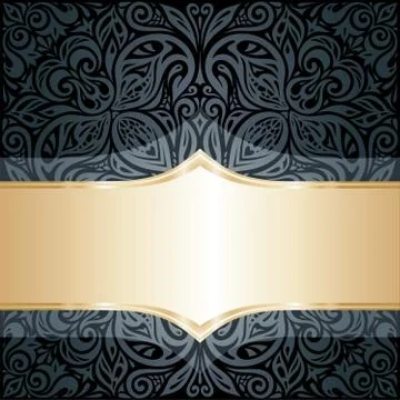 Decorative black gold flora background Stock Illustration