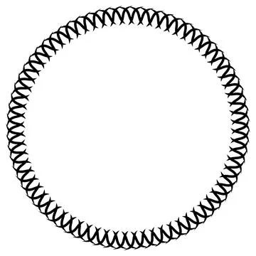 Decorative black round frame with an intricate, repeating geometric pattern Illustrazione stock