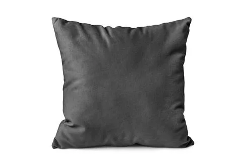 Decorative black velvet rectangular pillow for sleeping and resting isolate.. Stock Photos