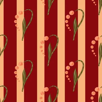 Decorative bloom spring seamless pattern with abstract lily of the valley flo Stock Illustration