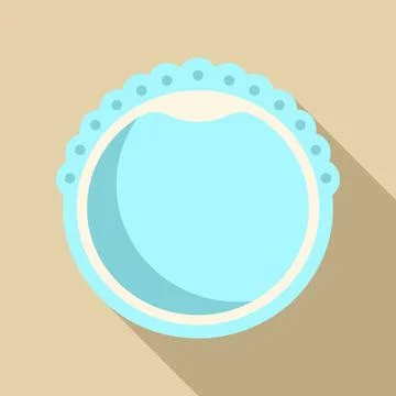 Decorative blue circle frame with flat design long shadow Stock Illustration