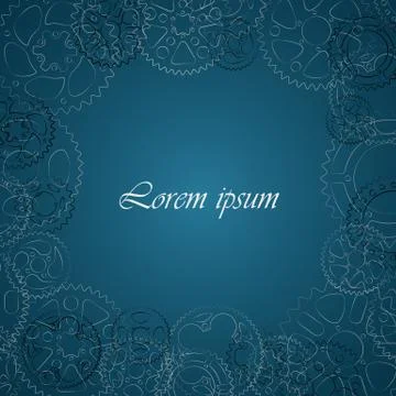 Decorative blue frame with cog and gear Stock Illustration
