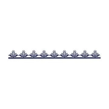 Decorative blue lace border pattern on white background Stock Illustration