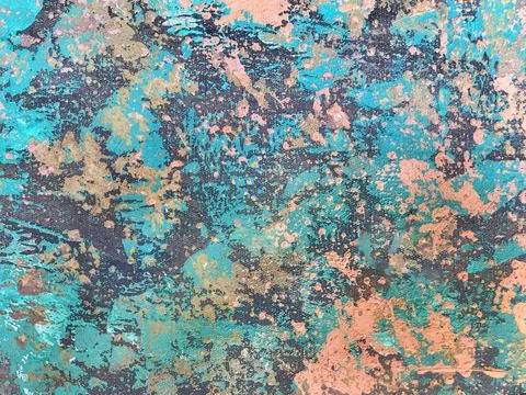 Decorative blue plaster with aging effect. Turquoise texture background Illustrazione stock