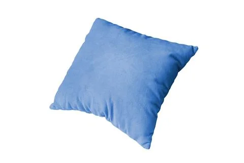 Decorative blue rectangular pillow for sleeping and resting isolated on whi.. Stock Photos