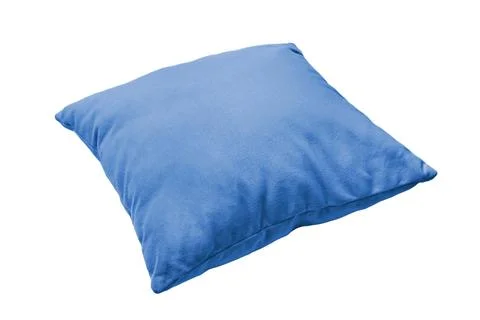 Decorative blue rectangular pillow for sleeping and resting isolated on whi.. Stock Photos