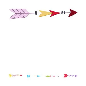 Decorative boho arrows dividing lines set Stock Illustration