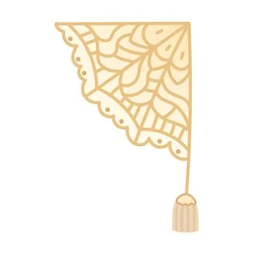 Decorative boho spiderweb corner with tassel Halloween style Stock Illustration