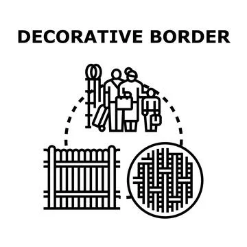 Decorative border conceptual vector illustrating different elements Illustrazione stock