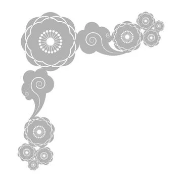 Decorative border with flowers and clouds Stock Illustration
