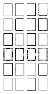 Decorative Border Frame Collection Vintage Rectangle Outline Set Ilustración de archivo