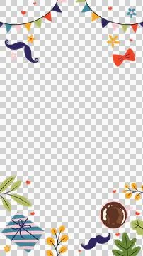 Decorative border frame is showing on flat transparent backdrop with pennants, Stock Illustration